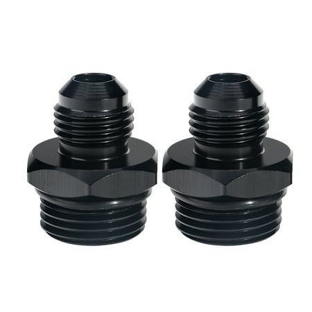 3cermin Aluminium Alloy ORB-8 O-Ring Boss -8AN ke -6AN Adaptor Pria Fitting lurus Hitam Anodized